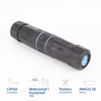 ACT SD6521 CAT6A IP68-kabelkoppeling voor buiten
