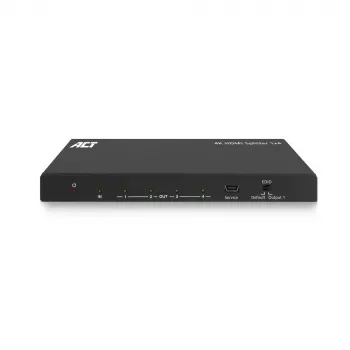 ACT 4K HDMI-splitter, 1 naar 4, EDID-ondersteuning, HDMI, 4x HDMI, 3840 x 2160 pixel, zwart, 4K Ultra HD, 10,2 Gbit/s