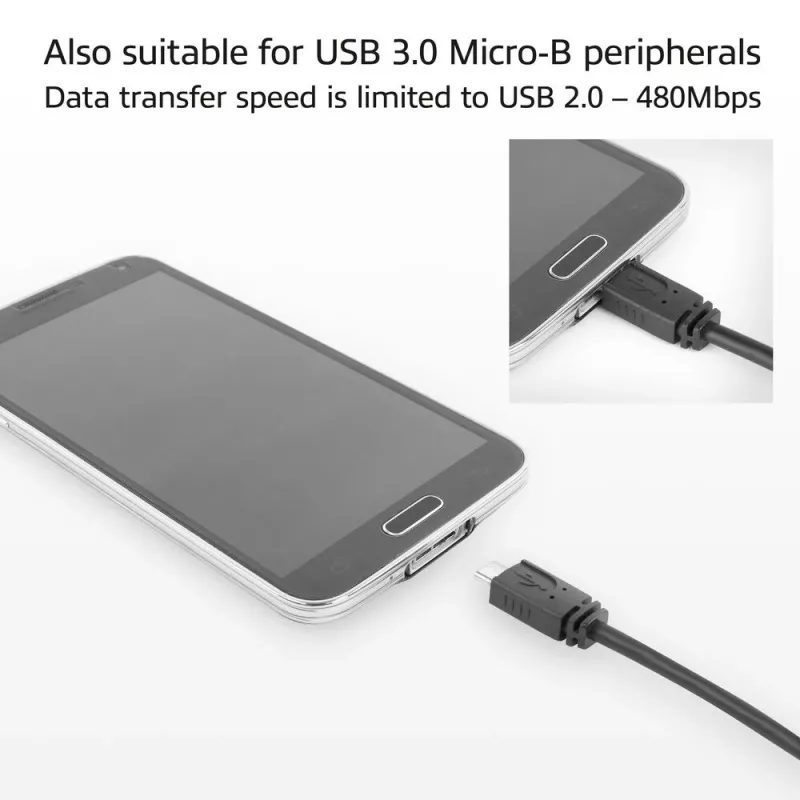 ACT USB Type-C-bus naar USB Micro-B 2.0-stekker-adapterkabel 0,2 m