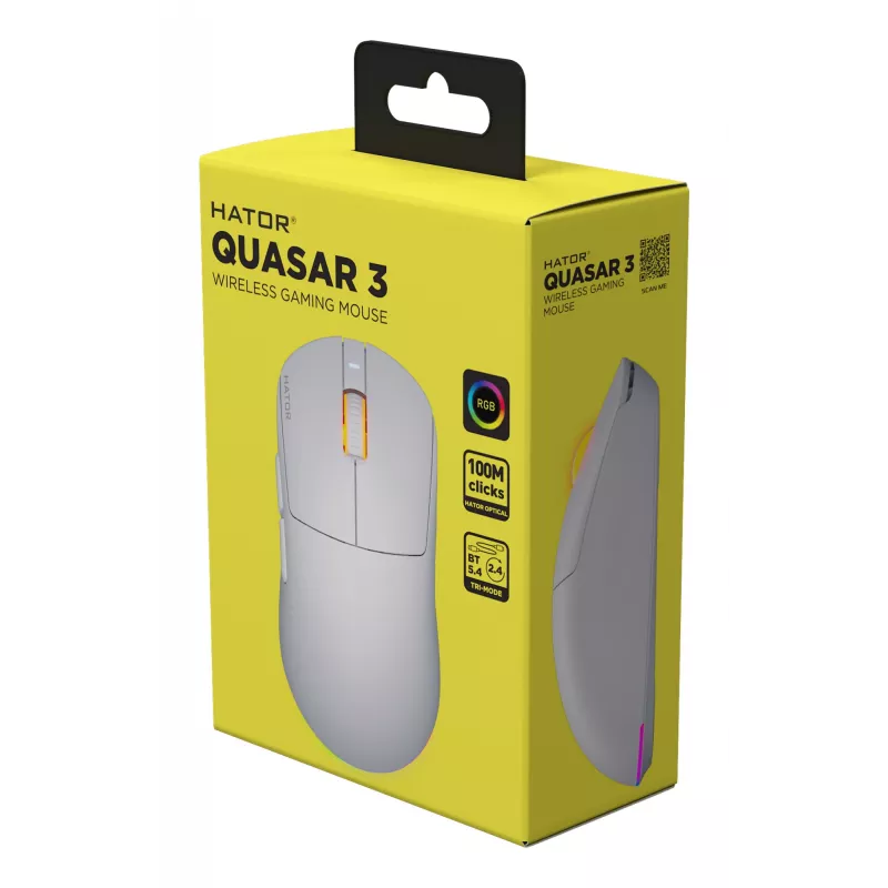 HATOR Quasar 3 Wireless muis gaming ambidexter RF Wireless + Bluetooth + USB Type-A optisch 12000 DPI