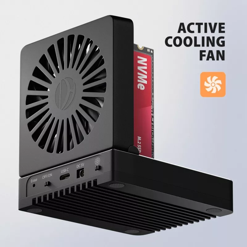 AXAGON ADSA-M2C44 USB4 40Gbps 4-bay M.2 NVMe SSD-dockingstation met offline kloonfunctie, aluminium, actieve koeling