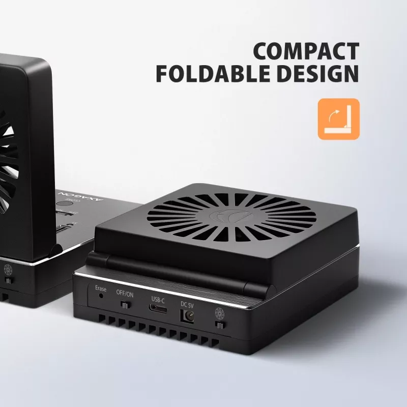 AXAGON ADSA-M2C44 USB4 40Gbps 4-bay M.2 NVMe SSD-dockingstation met offline kloonfunctie, aluminium, actieve koeling