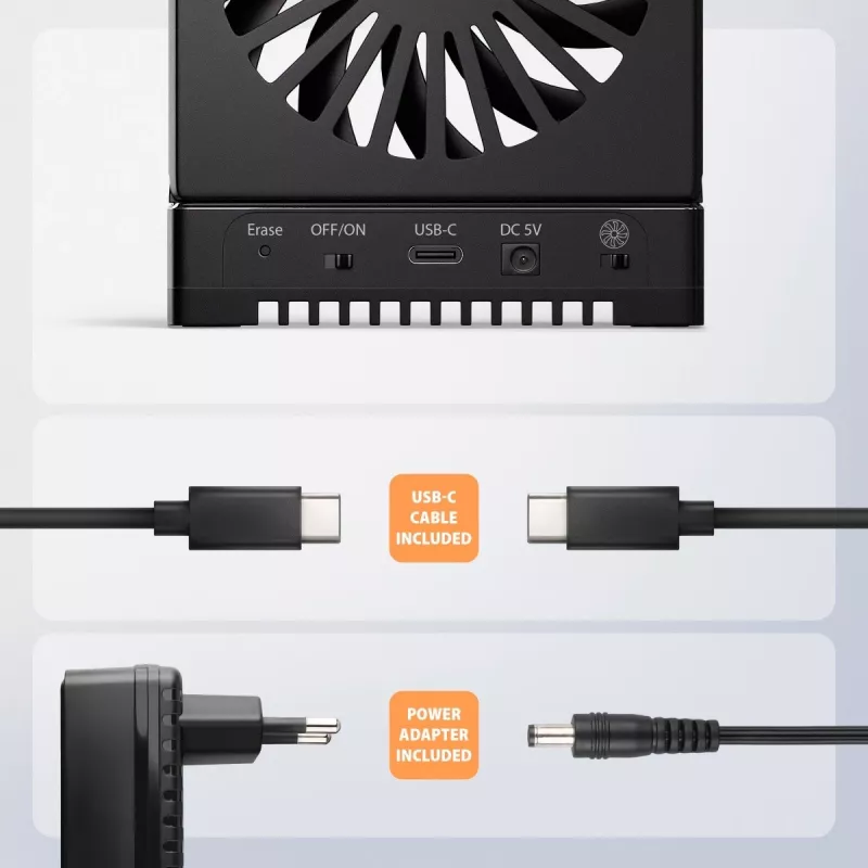 AXAGON ADSA-M2C44 USB4 40Gbps 4-bay M.2 NVMe SSD-dockingstation met offline kloonfunctie, aluminium, actieve koeling
