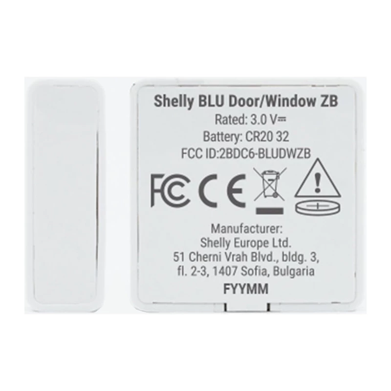 Shelly BLU Door/Window ZB Zigbee Bluetooth slimme deur-/raamsensor wit