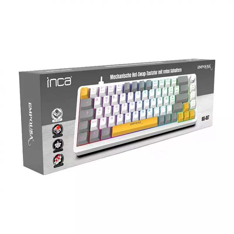 INCA Gaming-toetsenbord RGB Red Switch USB Mechanisch 2,00m Wit (IKG-457)
