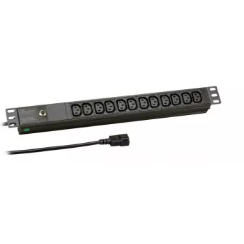 EFB Electronics EK631CC.1 19 inch 1U power distribution unit (PDU) met 12x C13-uitgangen, C14-ingang, 2m kabel, zwart