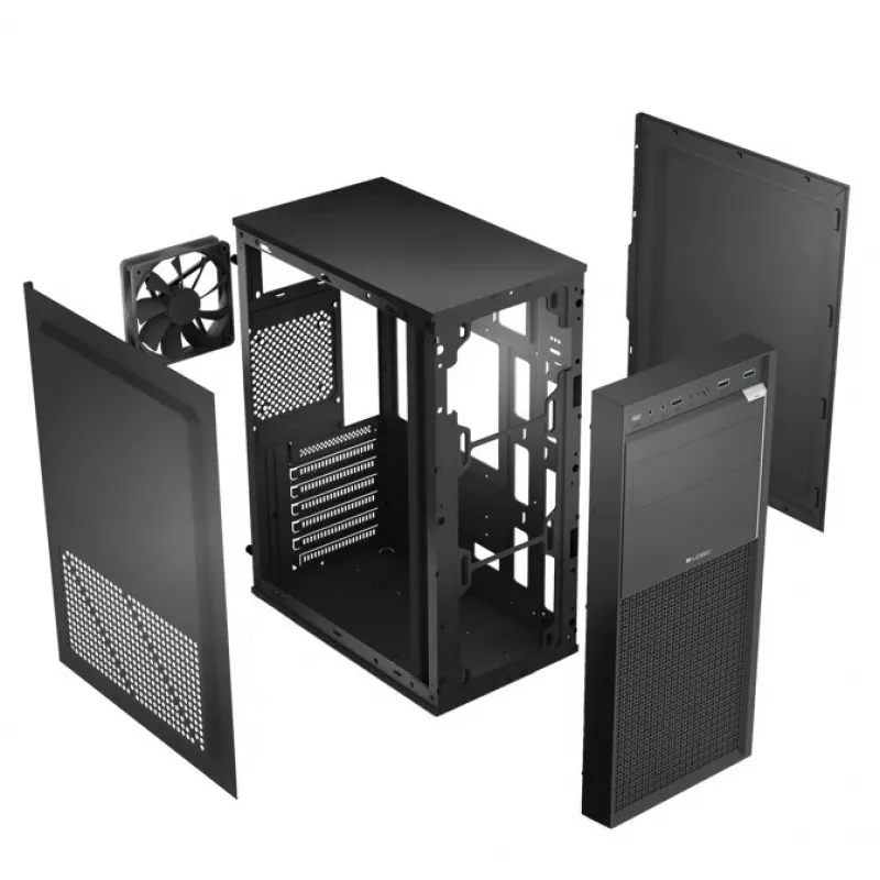 Logic Concept J23 PRO Black mid-tower computerbehuizing met gehard glas, USB-C, ARGB-ventilatoren