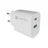 NATEC Ribera wandlader 1x USB-A + 1x USB-C 20W wit