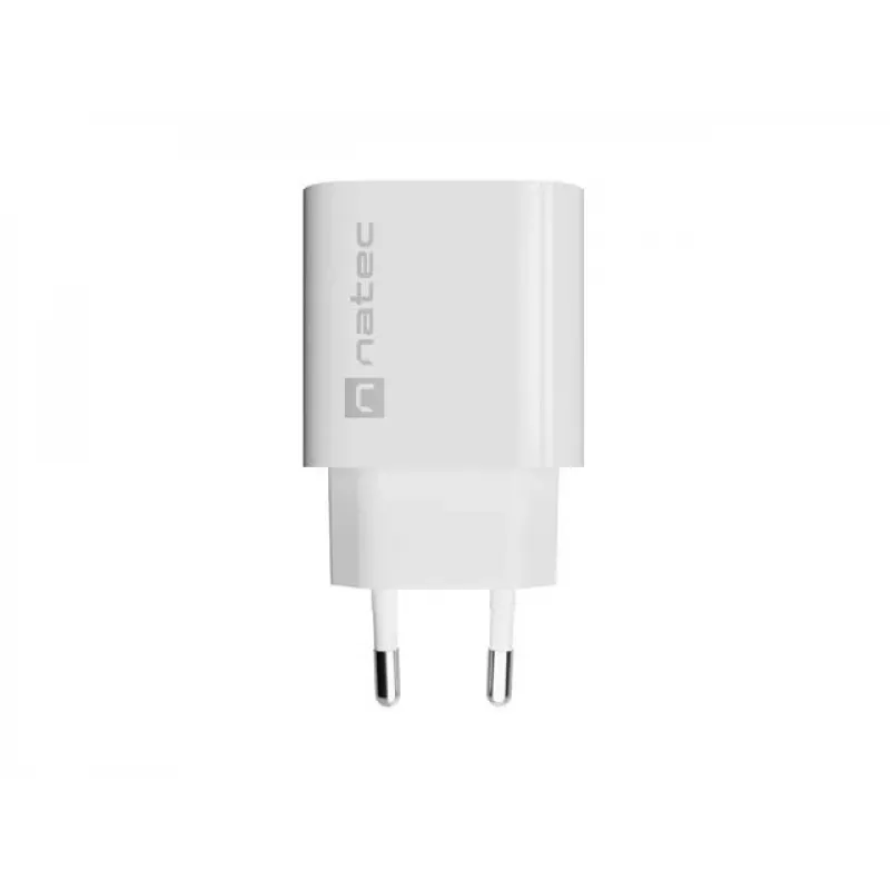 NATEC Ribera wandlader 1x USB-A + 1x USB-C 20W wit