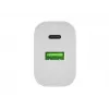 NATEC Ribera wandlader 1x USB-A + 1x USB-C 20W wit