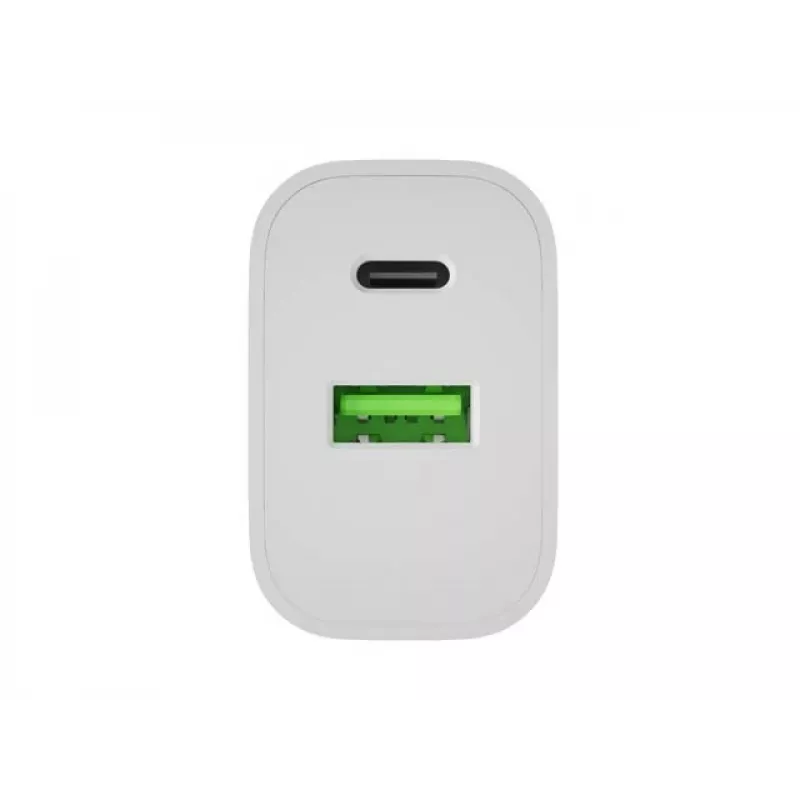 NATEC Ribera wandlader 1x USB-A + 1x USB-C 20W wit