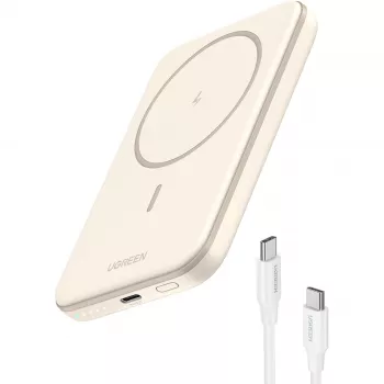 UGREEN 5000mAh Mini Powerbank Draadloos 15W met MagSafe Wit