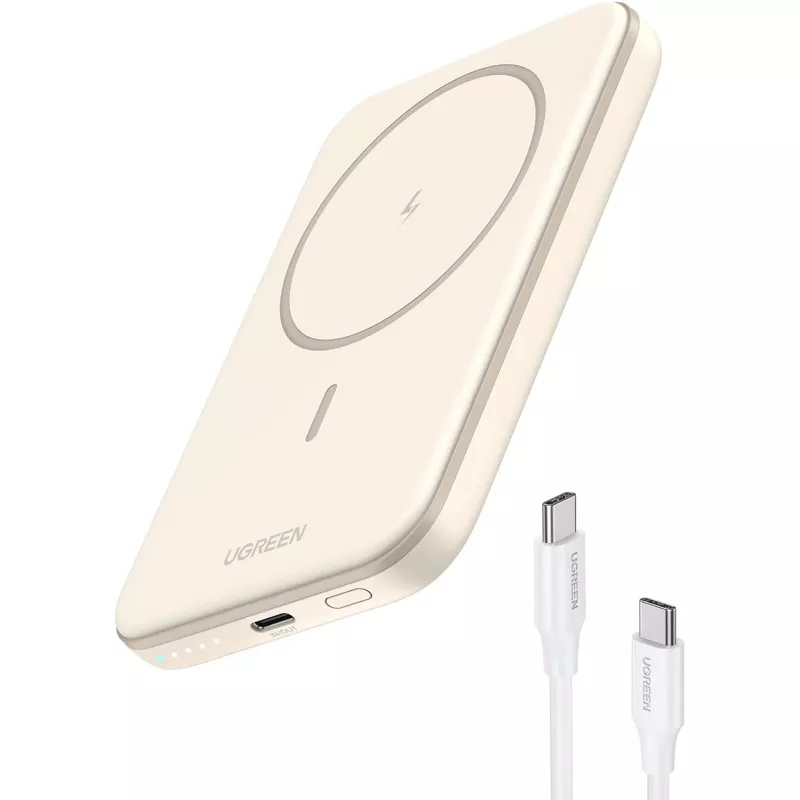 UGREEN 5000mAh Mini Powerbank Draadloos 15W met MagSafe Wit