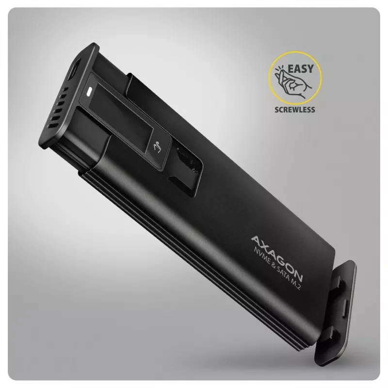 AXAGON EEM2-SD2B Externe Behuizing 10Gbps M.2 NVMe/SATA SSD met LED-indicatie, USB-C, Zwart