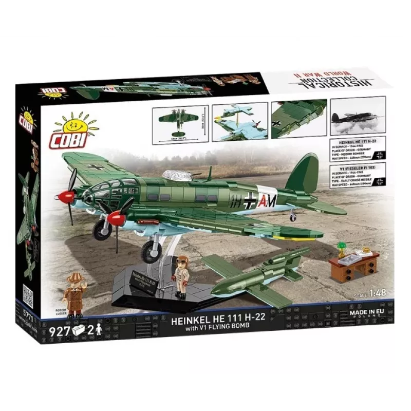 COBI Heinkel HE 111 H-22 met V1-vliegbom bouwstenen-set 927 onderdelen