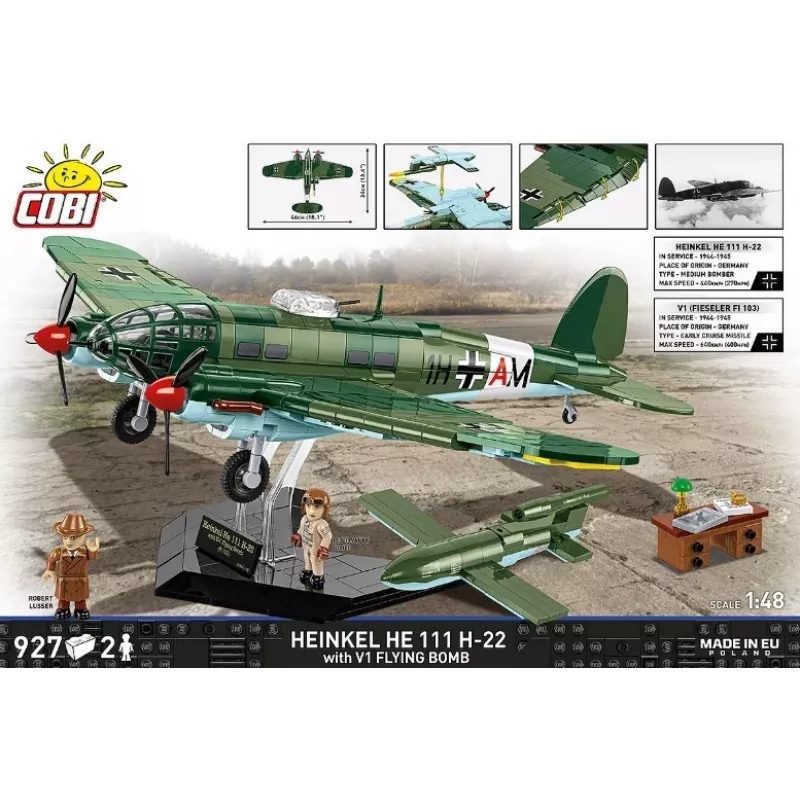 COBI Heinkel HE 111 H-22 met V1-vliegbom bouwstenen-set 927 onderdelen
