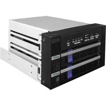 ICY BOX FatCage 2x 2.5/3.5 SATA HDD/SSD RAID 1 in 5.25 bay zwart/zilver