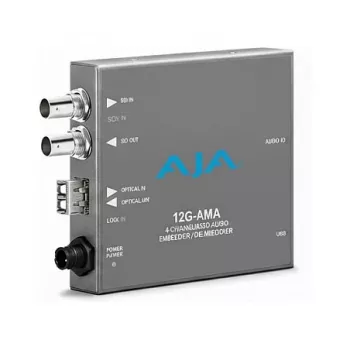 AJA 12G-AMA 12G-SDI audio embedder/disembedder met analoge audio