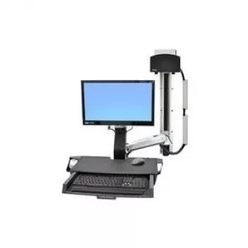 Ergotron StyleView Sit-Stand Combo System met werkblad en kleine zwarte CPU-houder