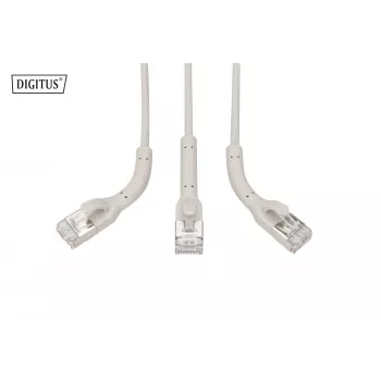 DIGITUS CAT 6A F-FTP haakse patchkabel, koper, 0,5 m, grijs, 10-pack