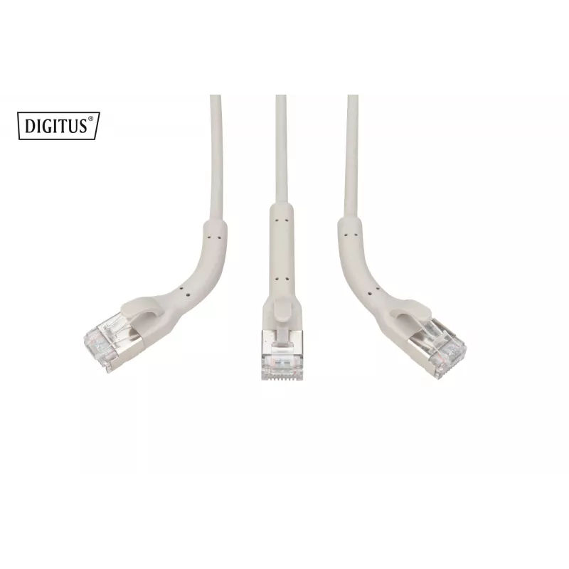 DIGITUS CAT 6A F-FTP haakse patchkabel, koper, 0,5 m, grijs, 10-pack