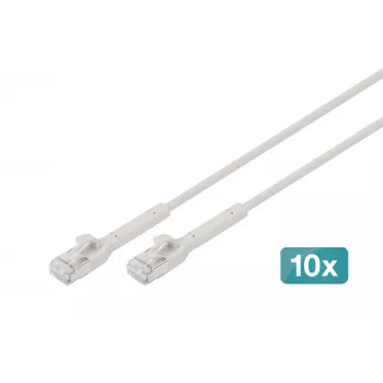 DIGITUS CAT 6A F-FTP haakse patchkabel, koper, 1,5 m, grijs, 10 stuks