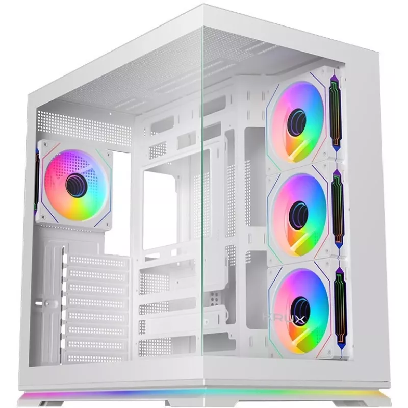 Krux Atron White Mid-Tower PC-behuizing met gehard glas