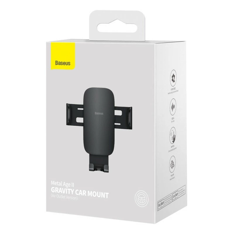 Baseus Metal Age II gravity-telefoonhouder voor autoventilatierooster - zwart