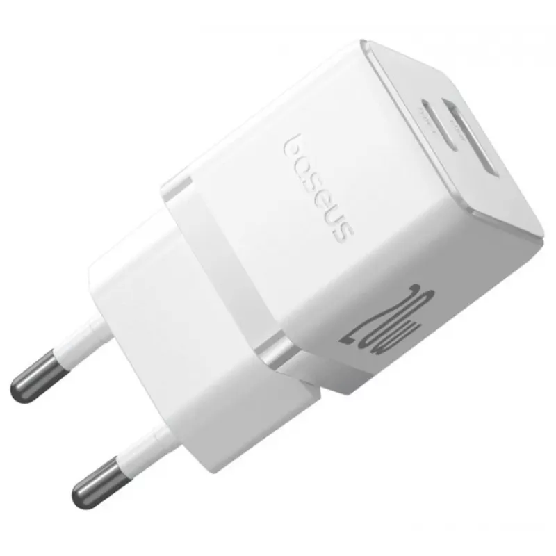 Baseus Palm 20W USB-C + USB-A wandlader, wit