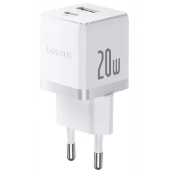 Baseus Palm 20W USB-C + USB-A wandlader, wit