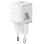 Baseus Palm 20W USB-C + USB-A wandlader, wit