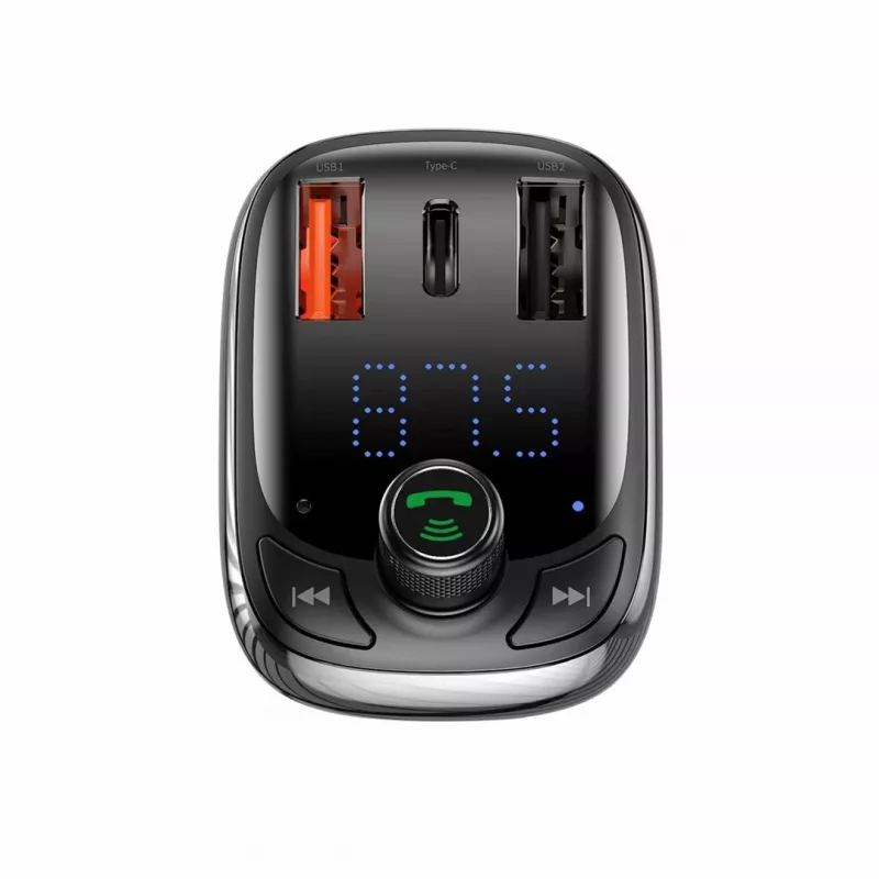 Baseus S-13 Bluetooth FM-transmitter autolader met QC 3.0/4.0 PD, handsfree, LED-indicator, zwart
