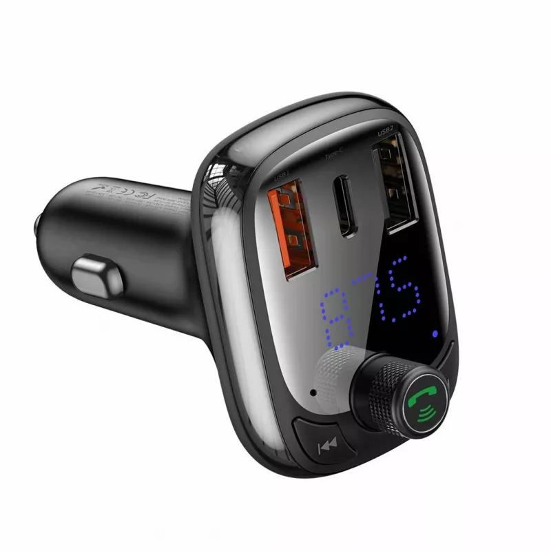 Baseus S-13 Bluetooth FM-transmitter autolader met QC 3.0/4.0 PD, handsfree, LED-indicator, zwart