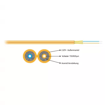 EFB-ELEKTRONIK I-V(ZN)H 2x1E 9/125µm OS2 Single-Mode Duplex Zipcord-patchkabel, LSZH, geel, 2,8x5,7mm