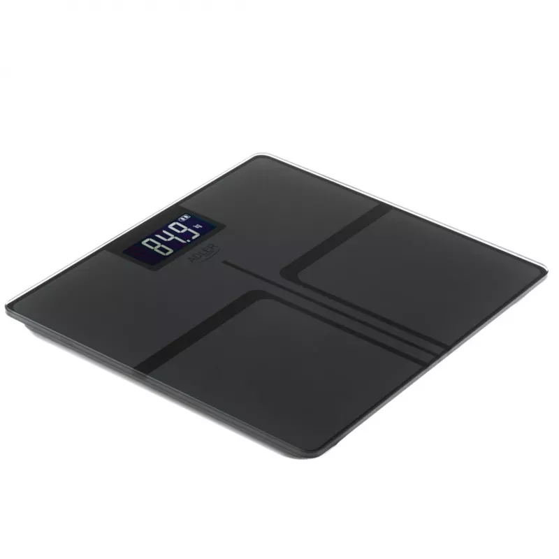 Adler AD 8194s digitale personenweegschaal, wit, strepenpatroon, 180 kg capaciteit