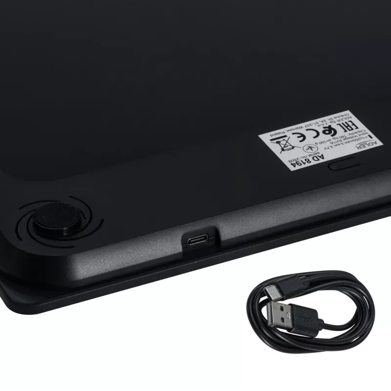 Adler AD 8194s digitale personenweegschaal, wit, strepenpatroon, 180 kg capaciteit