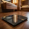 Adler AD 8194s digitale personenweegschaal, wit, strepenpatroon, 180 kg capaciteit