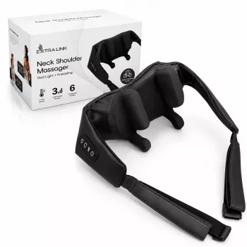 EXTRALINK SmartLife Draadloze Nek-Schouder-Rugmassager met Shiatsu 8 knopen, infraroodwarmte, 2000mAh accu, 25W