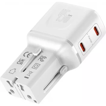 VALUE USB-reislader, EU/UK/US, 2x USB-C, 45W