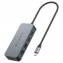 CONCEPTRONIC USB-C naar 2x Gigabit Ethernet + 2x USB-A 3.2 Gen 1-adapter, 0,3m, grijs