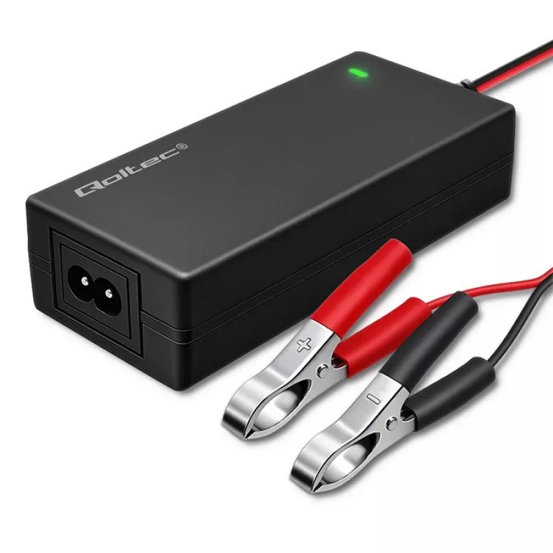 Qoltec 52665 Automatische acculader voor AGM GEL STD accu's, 24V 2A 48W, LED-indicatie, 1,8m kabel