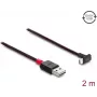 Delock EASY-USB 2.0 kabel USB Type-A stekker naar USB Type-C stekker haaks boven/onder 2 m zwart (81551)