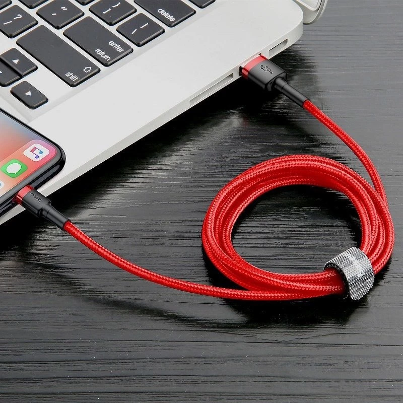 Baseus CALKLF-C09 USB-A naar Lightning kabel 2 m rood