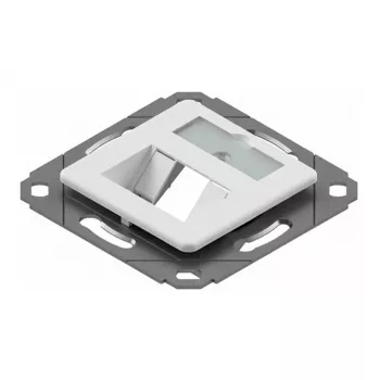 EasyLan preLink / fixLink Modulehouder, 2x Keystone met centraalplaat 9x31,8 mm RAL 9010 (CKVD1D1)