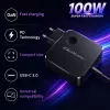 Qoltec 100W GaN USB-C PD oplader 5-20V 3-5A zwart