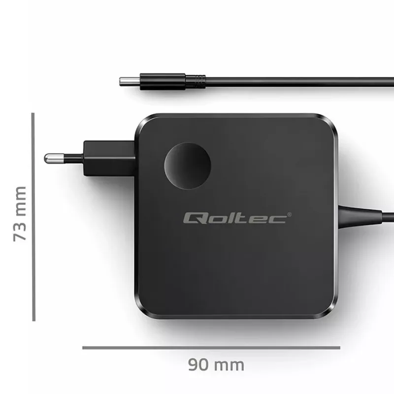 Qoltec 100W GaN USB-C PD oplader 5-20V 3-5A zwart