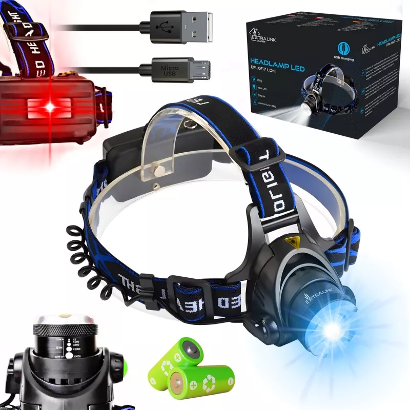 Extralink EFL-057 Loki LED-hoofdlamp, USB-oplaadbaar, 350 lumen, bewegingssensor