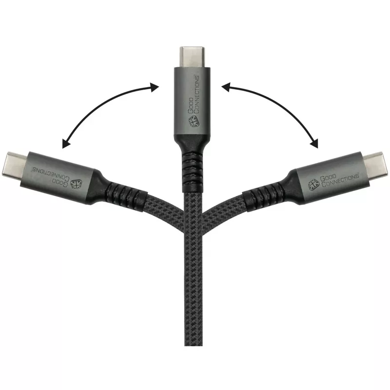 GoodConnections USB-C 2.0 (ST-ST) 3m verbindingskabel textielommanteling 240W antraciet