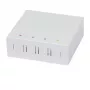 Synergy21 FTTH-wandbehuizing voor 4 SC-simplex- of LC-duplexkoppelingen, 80x80mm met kabelgeleiding, DIN-rail-/wandmontage, krimpkous, wit