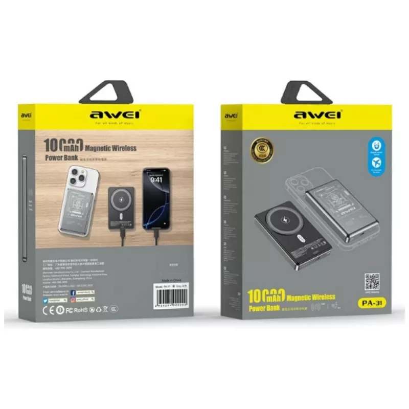AWEI PA-31 MagSafe powerbank 10000mAh grijs